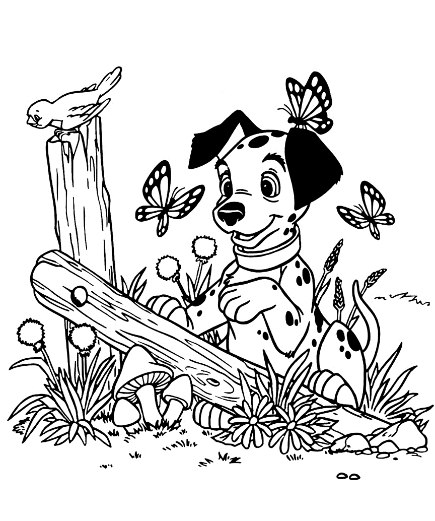 Desenho de 101 Dalmatas para colorir e imprimir: número 6