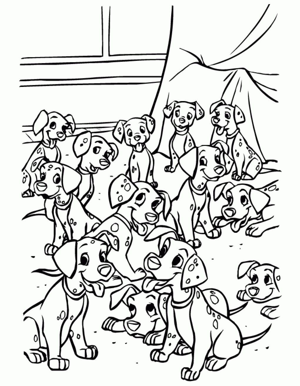 Desenho de 101 Dalmatas para colorir e imprimir: número 9