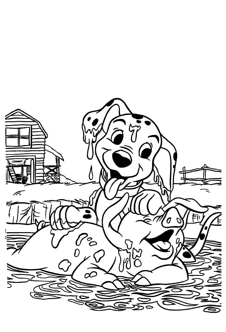 Desenho de 101 Dalmatas para colorir e imprimir: número 16