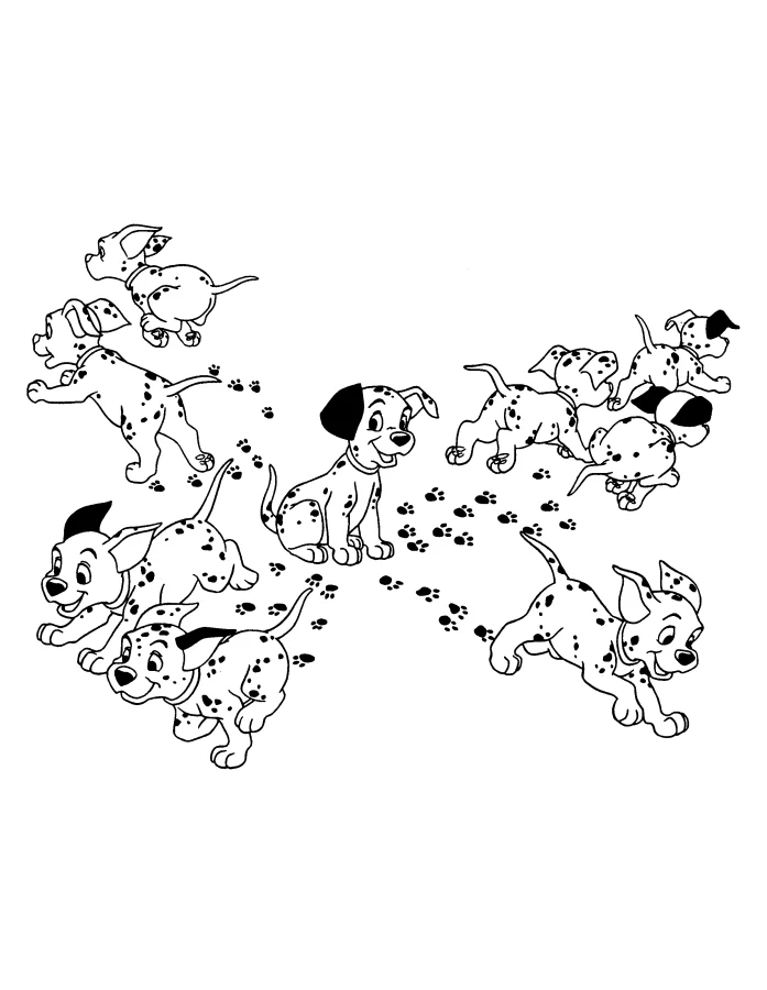 Desenho de 101 Dalmatas para colorir e imprimir: número 20