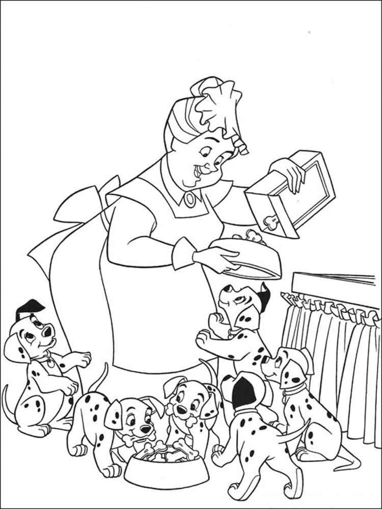 Desenho de 101 Dalmatas para colorir e imprimir: número 22