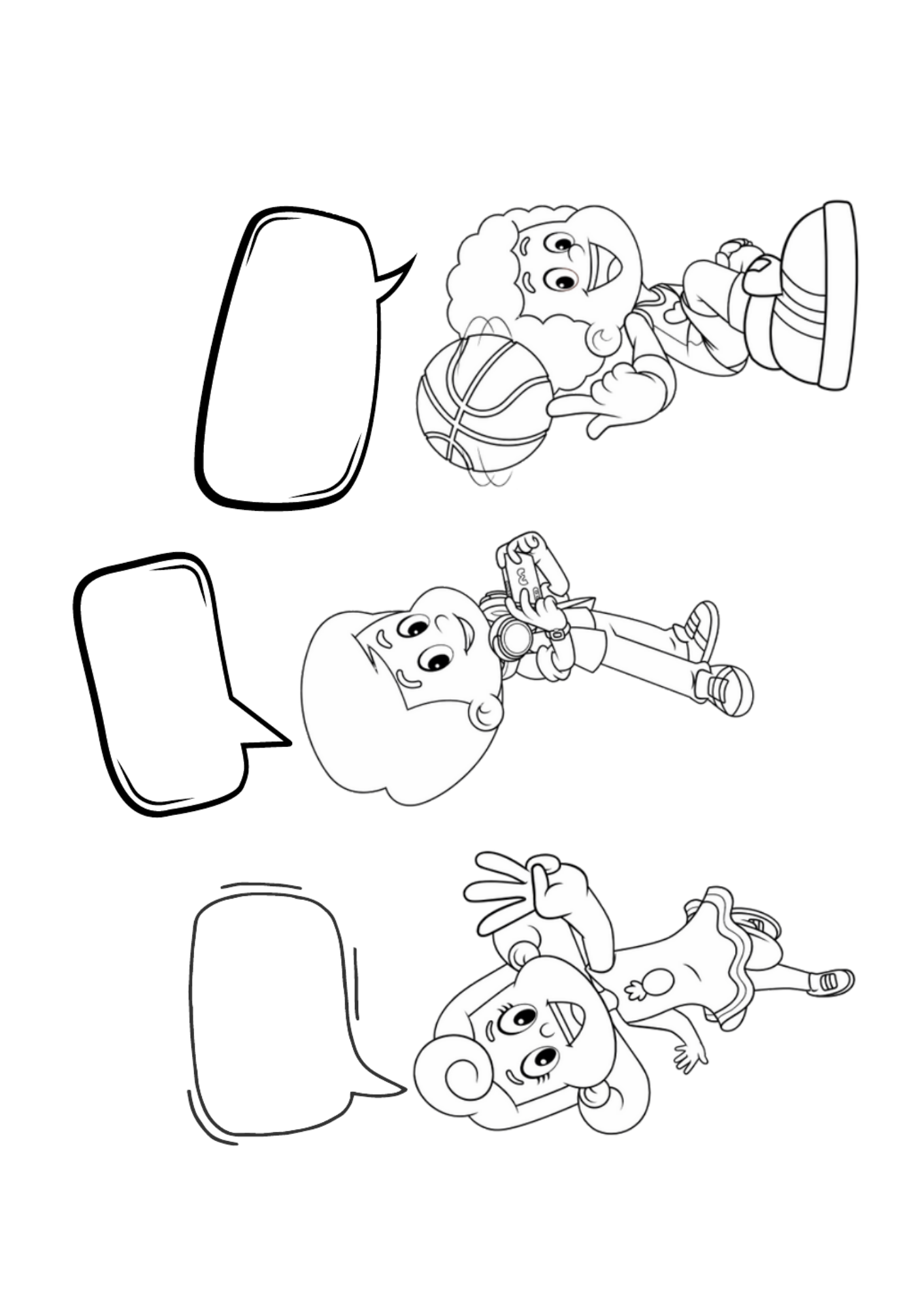Desenho de 3 Palavrinhas para colorir e imprimir: número 1