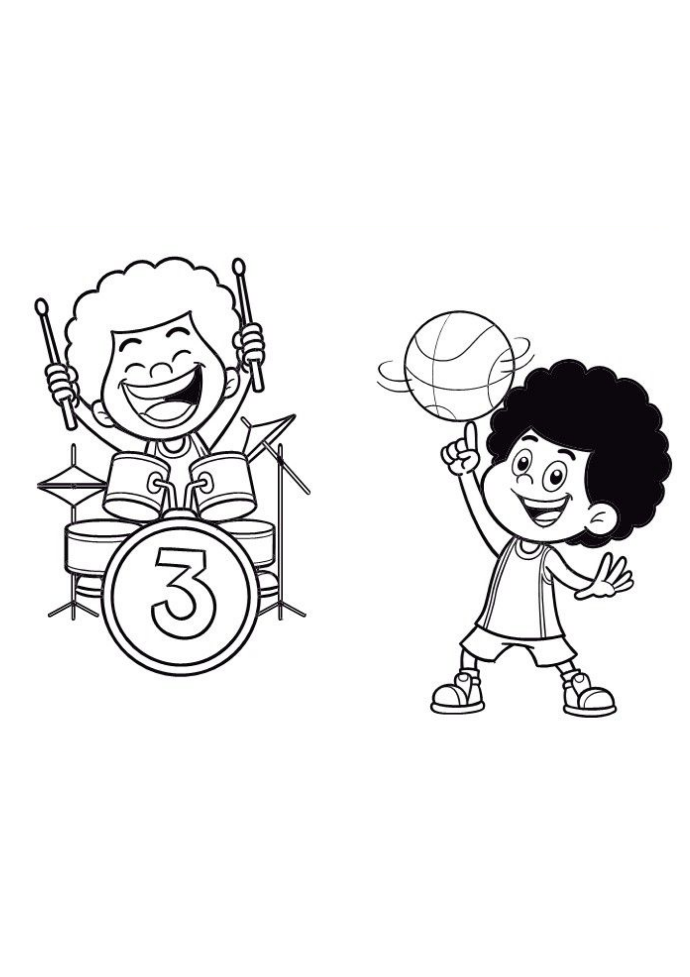 Desenho de 3 Palavrinhas para colorir e imprimir: número 4