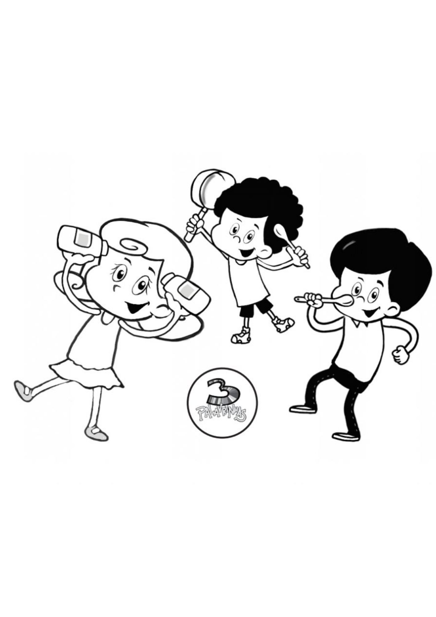 Desenho de 3 Palavrinhas para colorir e imprimir: número 5