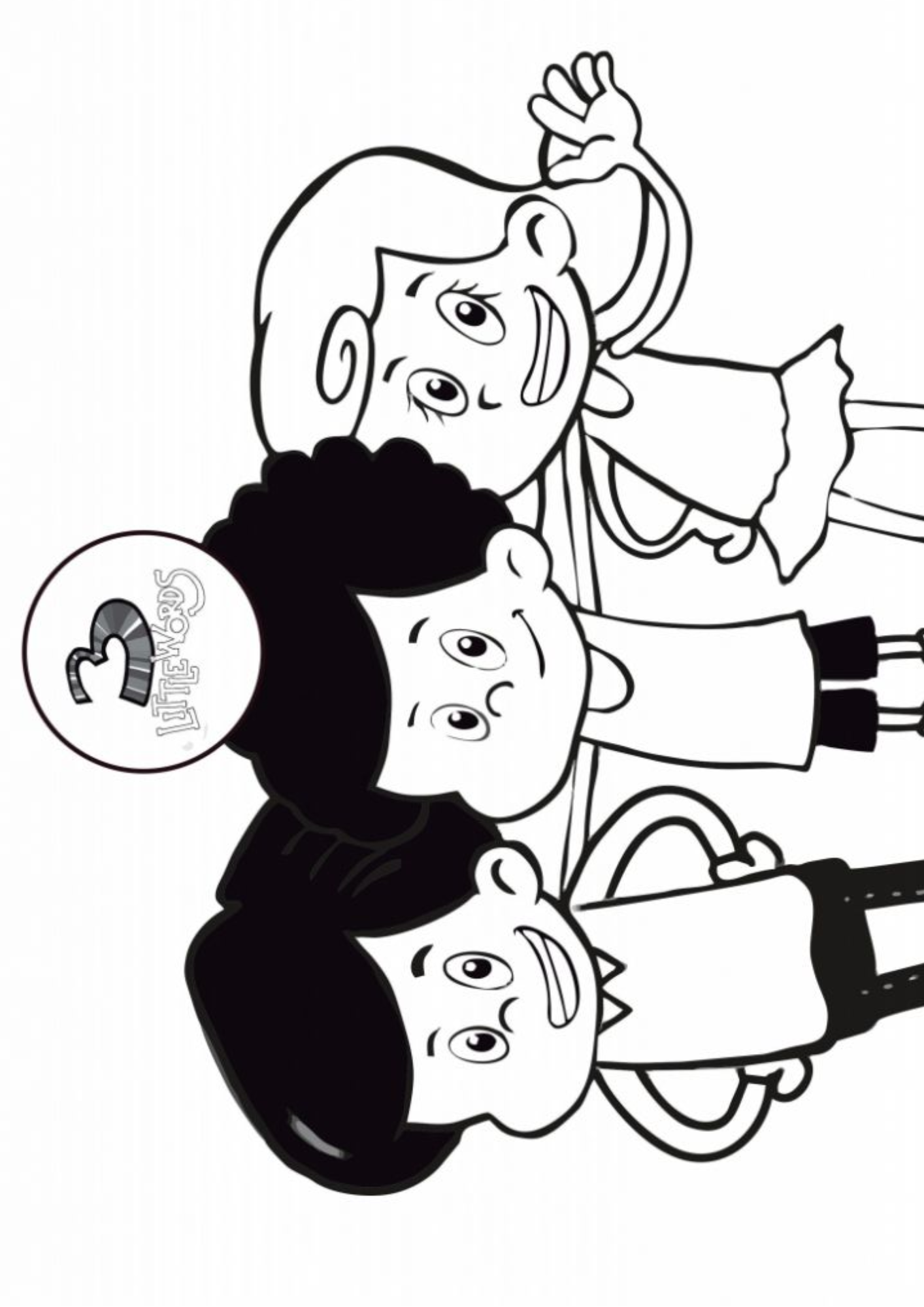 Desenho de 3 Palavrinhas para colorir e imprimir: número 6