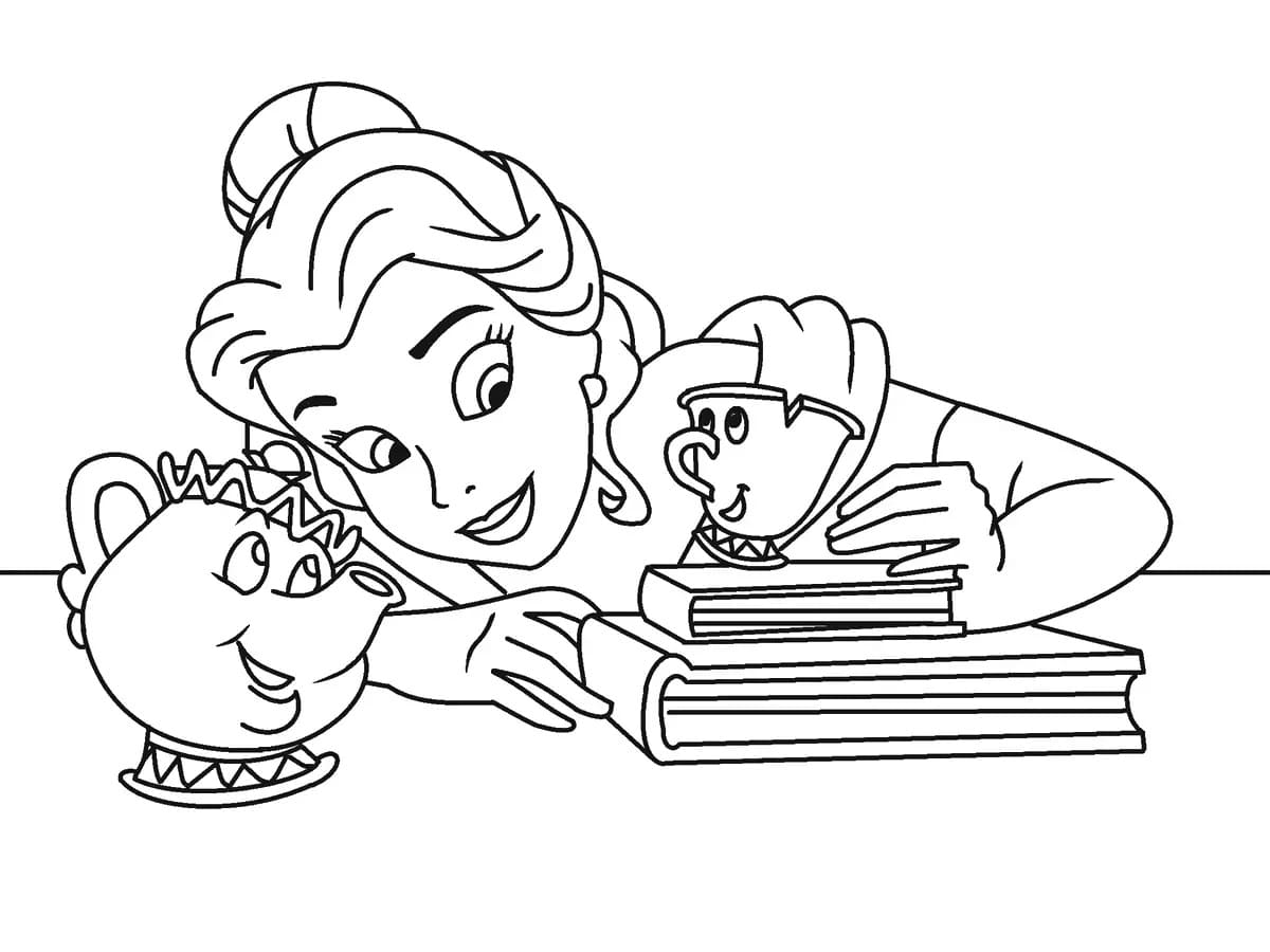 Desenho de A Bela e a Fera para colorir e imprimir: número 9