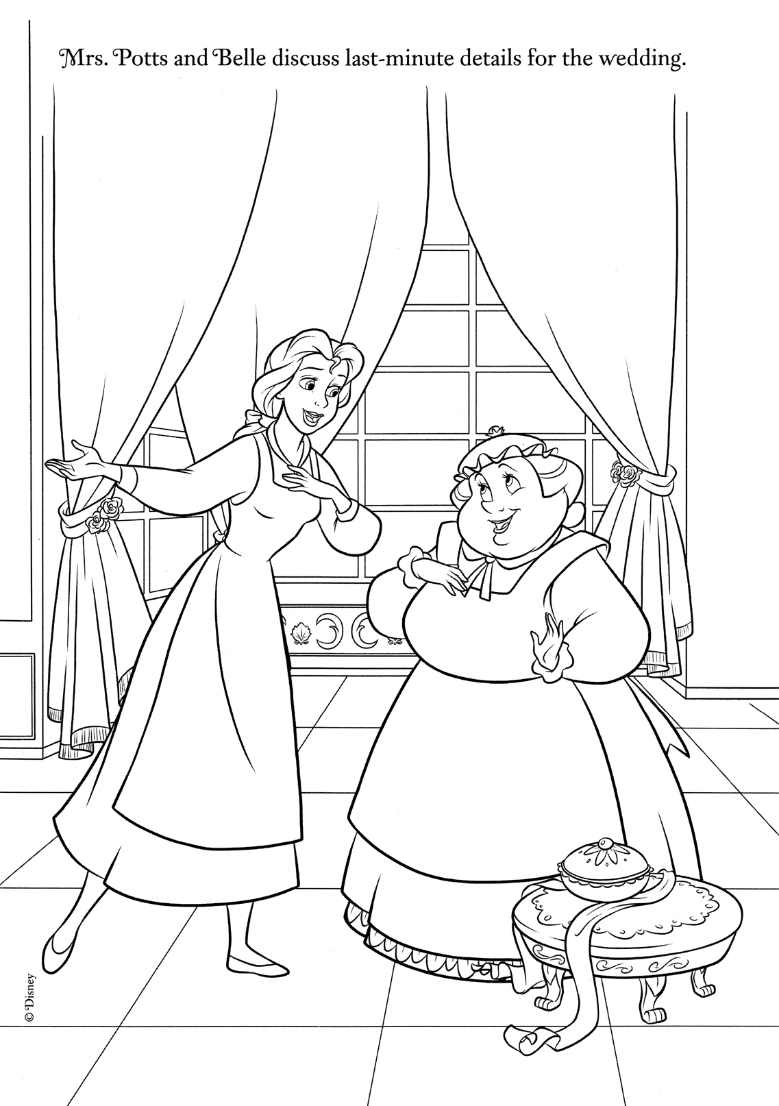 Desenho de A Bela e a Fera para colorir e imprimir: número 14