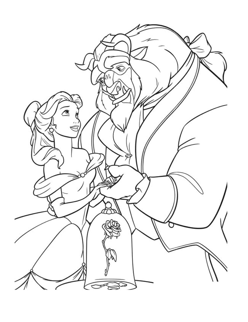 Desenho de A Bela e a Fera para colorir e imprimir: número 17