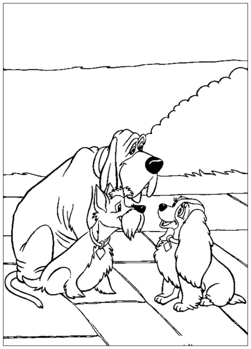 Desenho de A Dama e o Vagabundo para colorir e imprimir: número 11