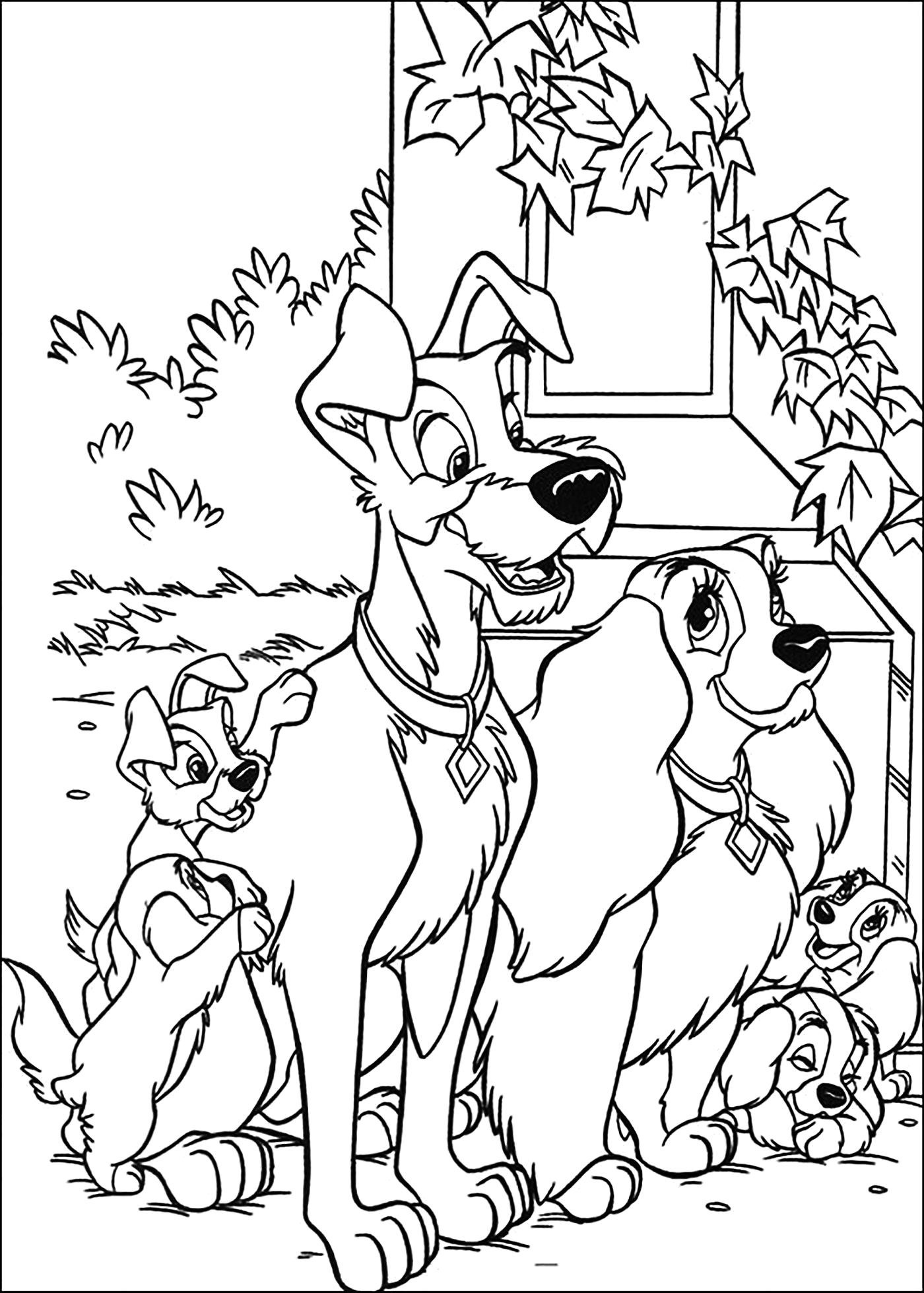 Desenho de A Dama e o Vagabundo para colorir e imprimir: número 12