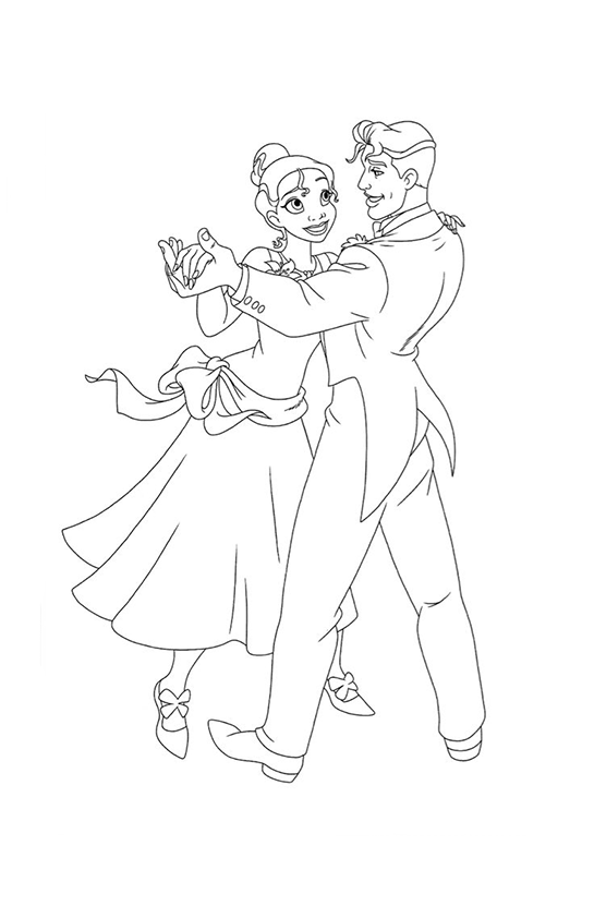 Desenho de A Princesa e o Sapo para colorir e imprimir: número 1