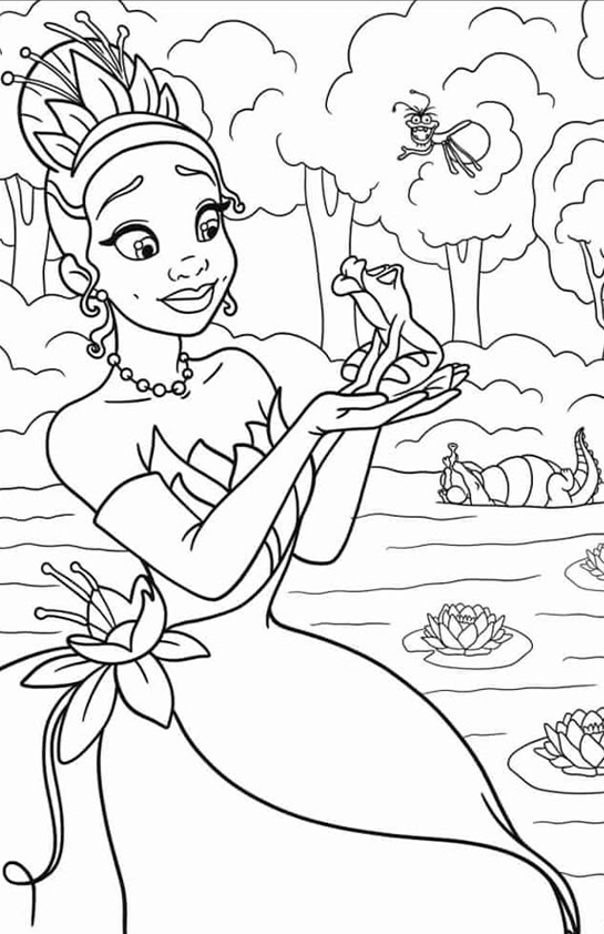 Desenho de A Princesa e o Sapo para colorir e imprimir: número 5
