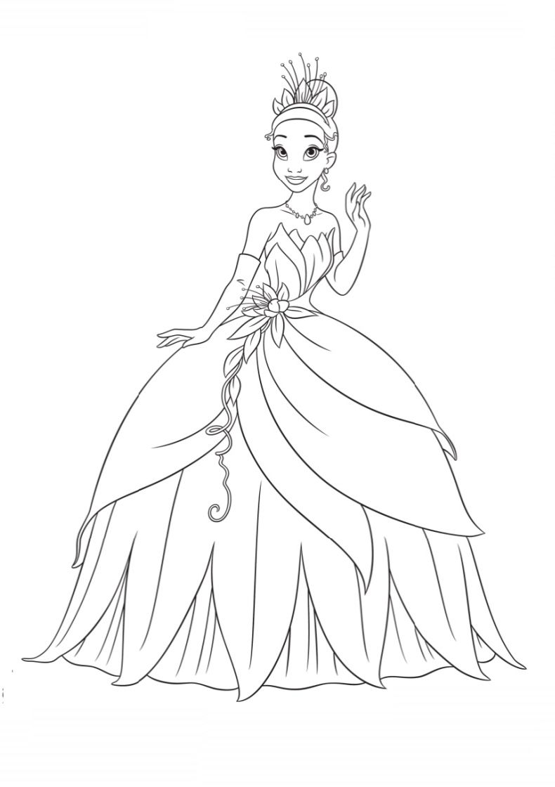 Desenho de A Princesa e o Sapo para colorir e imprimir: número 12