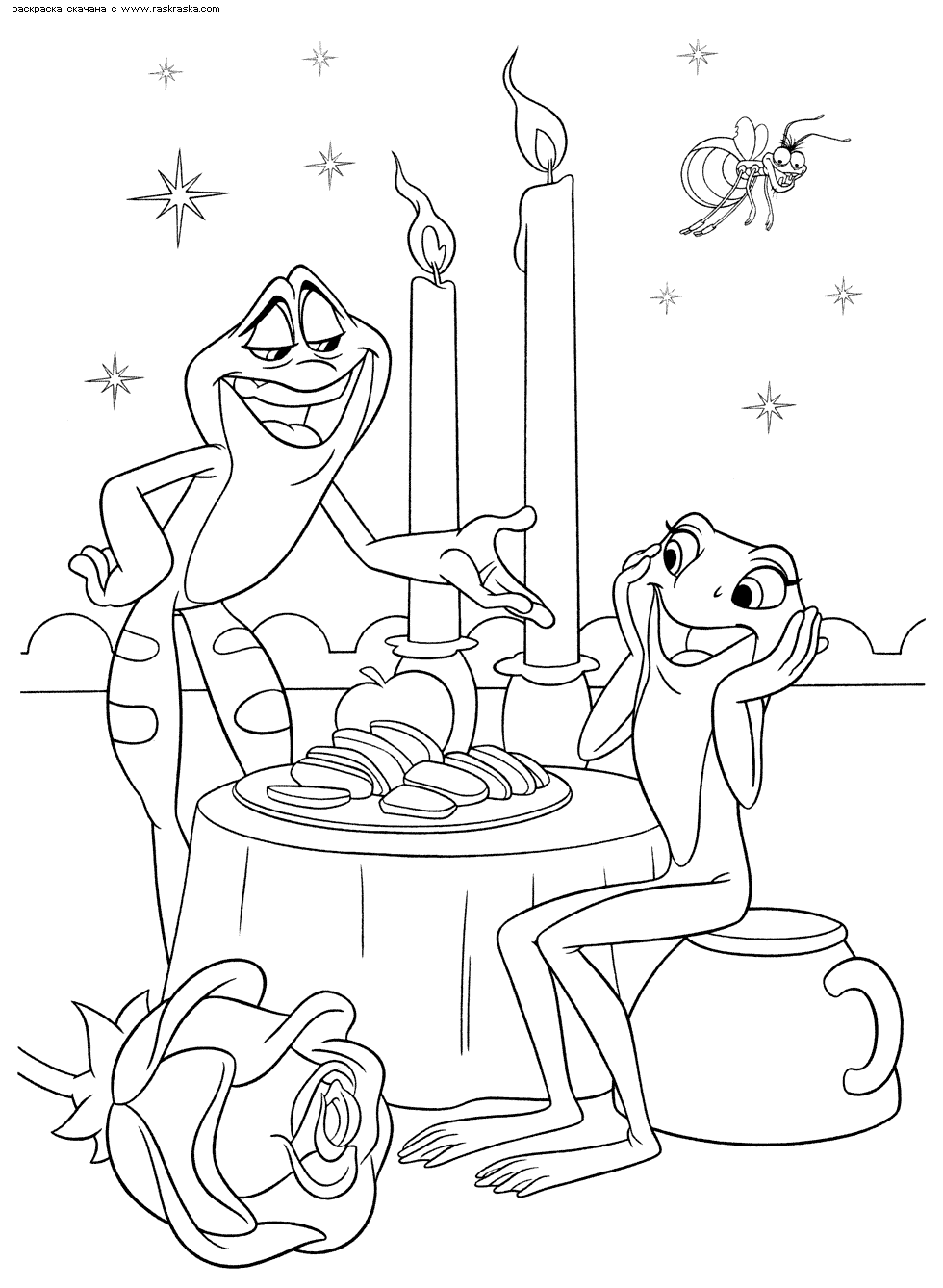 Desenho de A Princesa e o Sapo para colorir e imprimir: número 13
