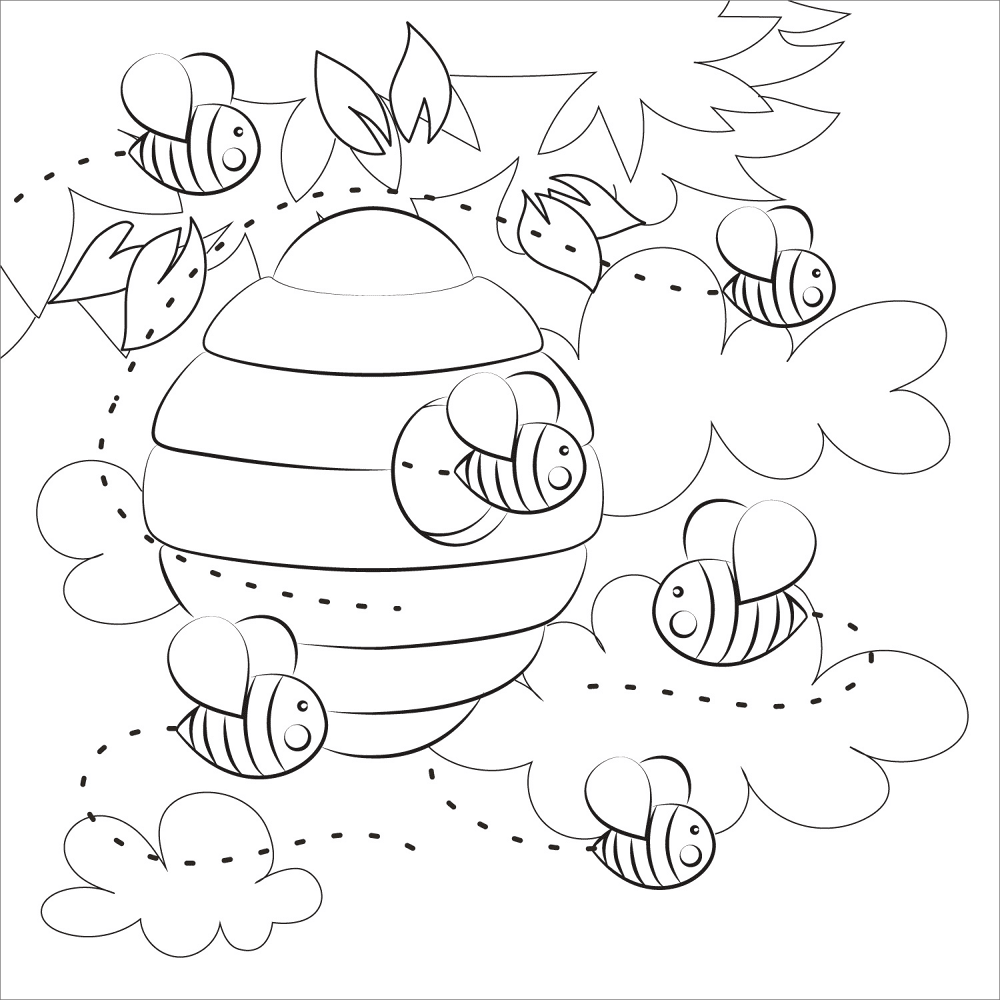 Desenho de Abelhas para colorir e imprimir: número 2