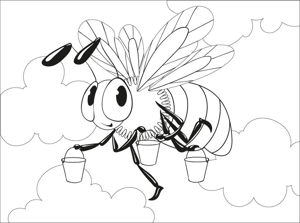 Desenho de Abelhas para colorir e imprimir: número 3