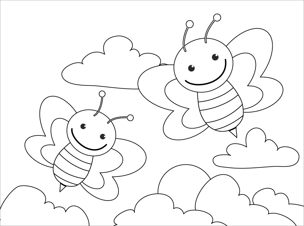 Desenho de Abelhas para colorir