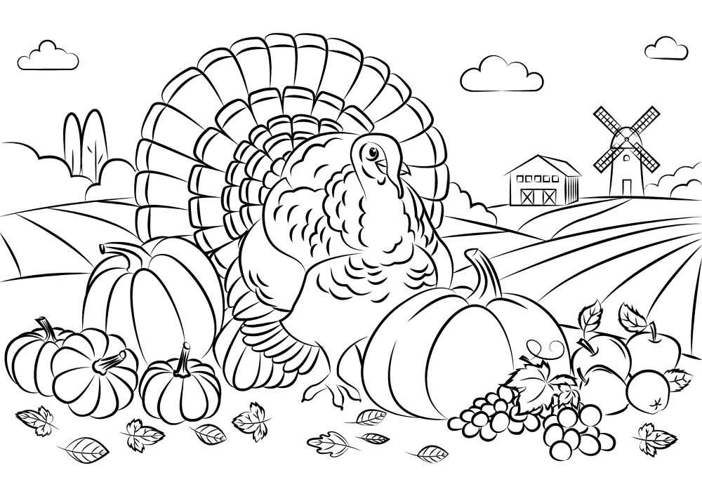 Desenho de Ação De Graças para colorir