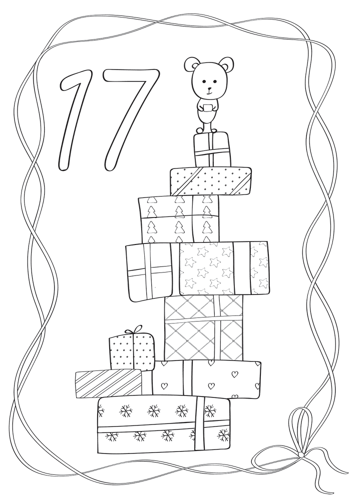 Desenho de Advento para colorir e imprimir: número 25