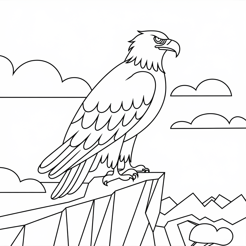 Desenho de Aguias para colorir e imprimir: número 2