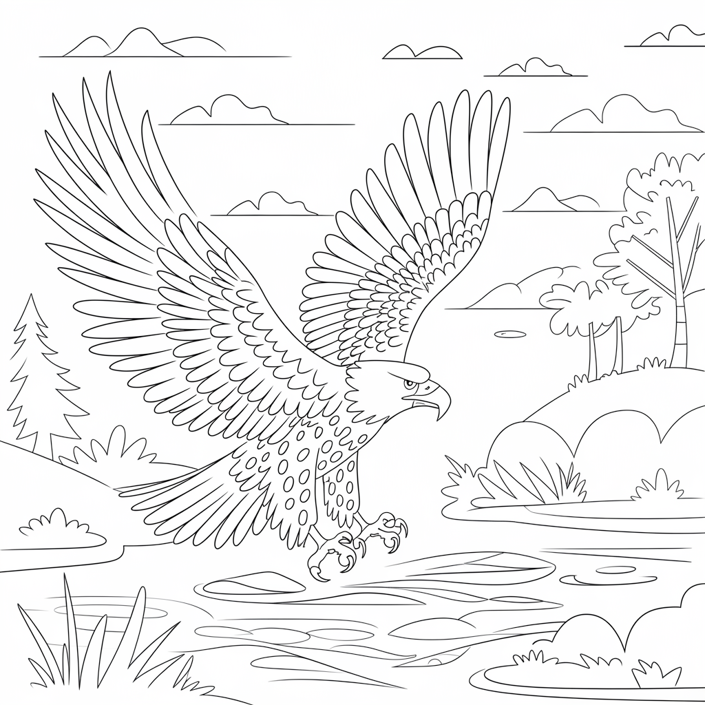 Desenho de Aguias para colorir e imprimir: número 5