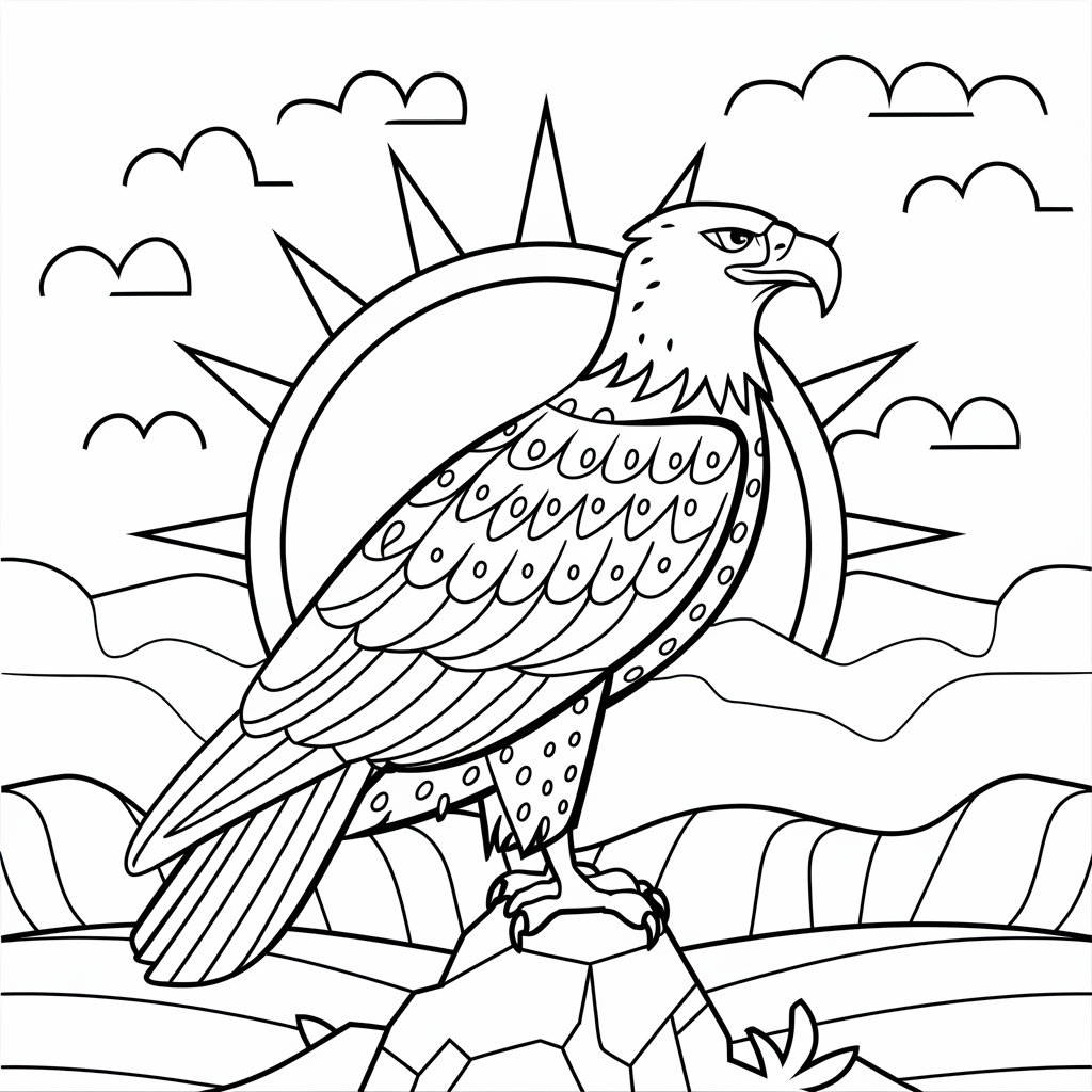 Desenho de Aguias para colorir e imprimir: número 18
