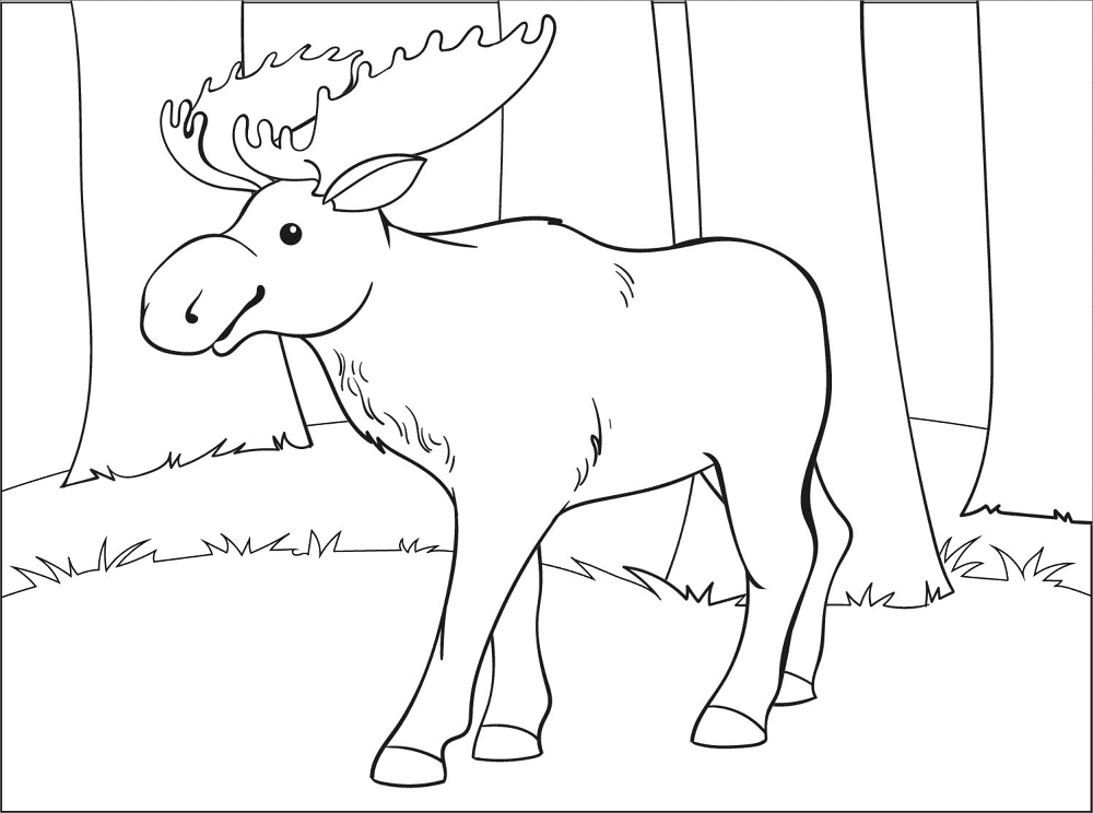 Desenho de Alce para colorir e imprimir: número 2