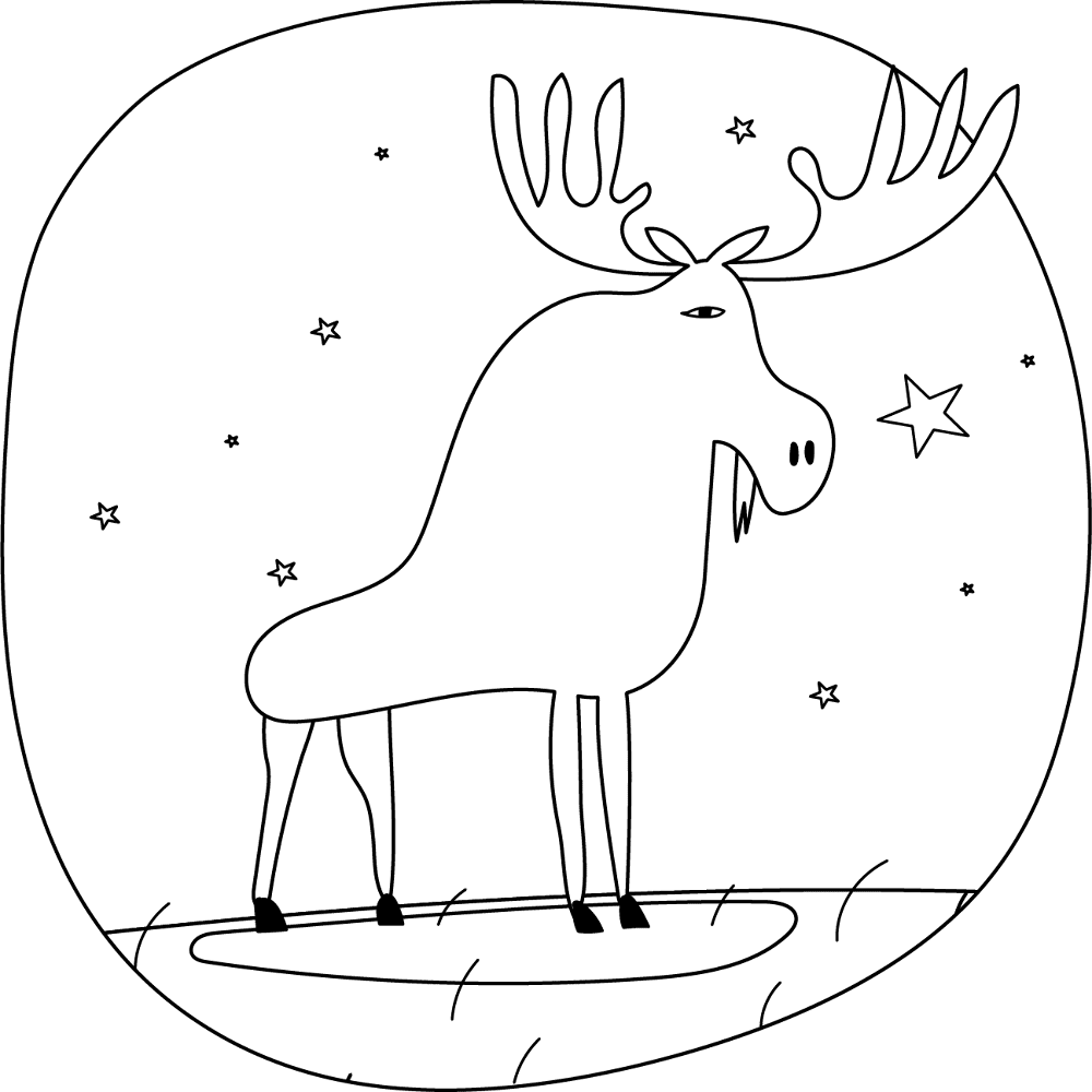 Desenho de Alce para colorir e imprimir: número 7