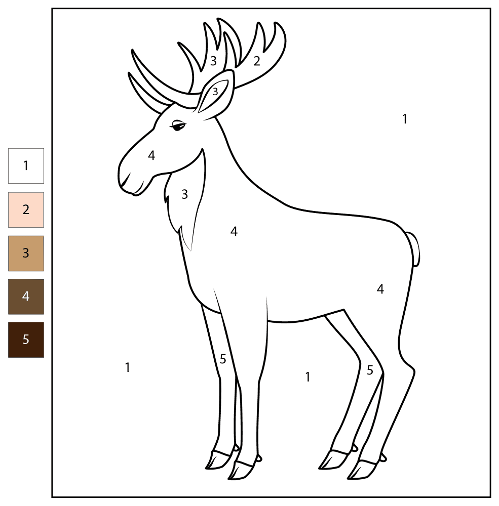 Desenho de Alce para colorir e imprimir: número 9