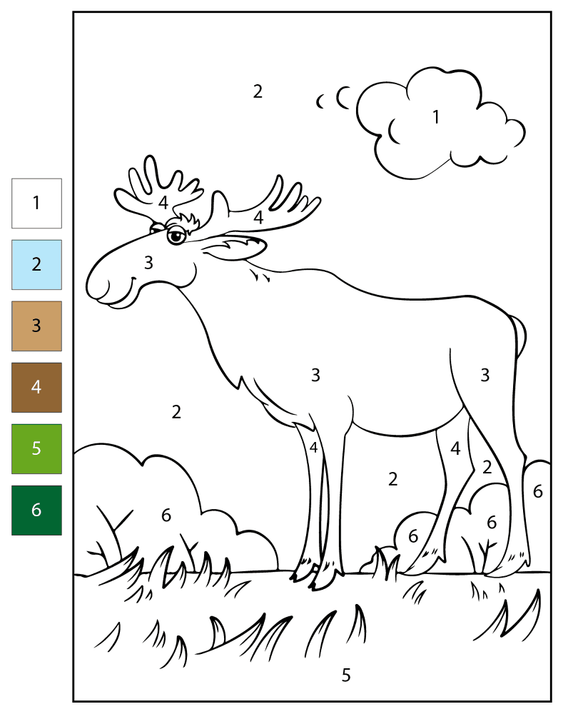 Desenho de Alce para colorir e imprimir: número 10