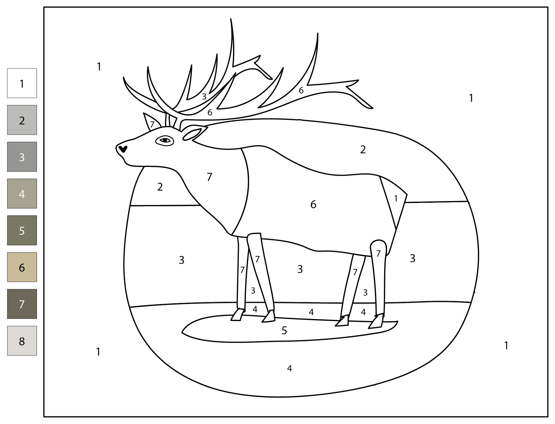 Desenho de Alce para colorir e imprimir: número 25