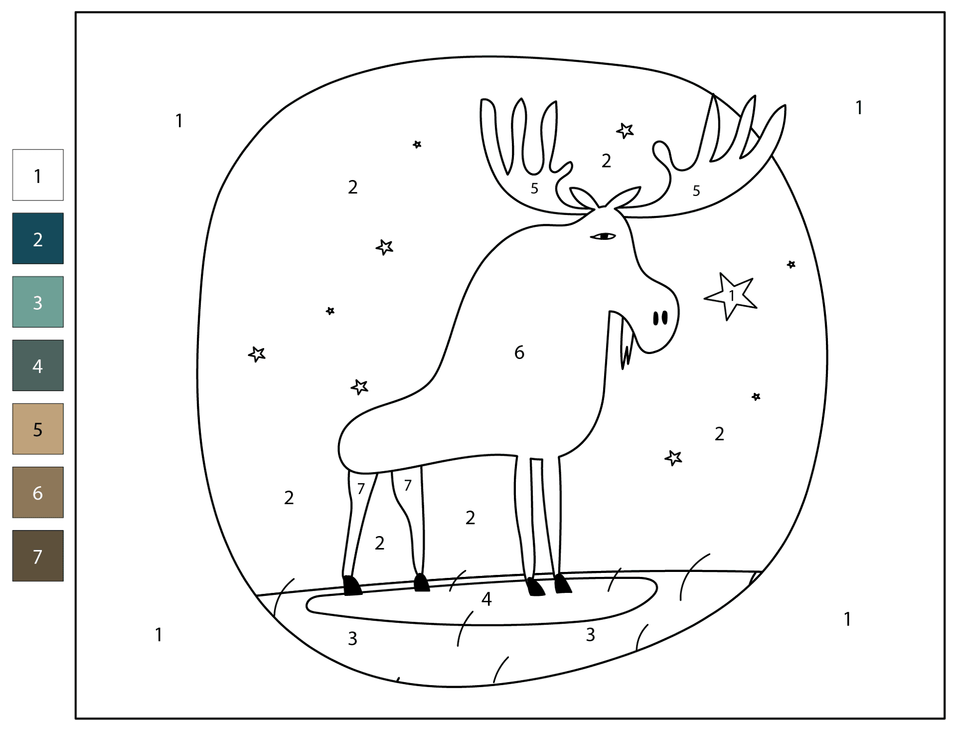 Desenho de Alce para colorir e imprimir: número 26