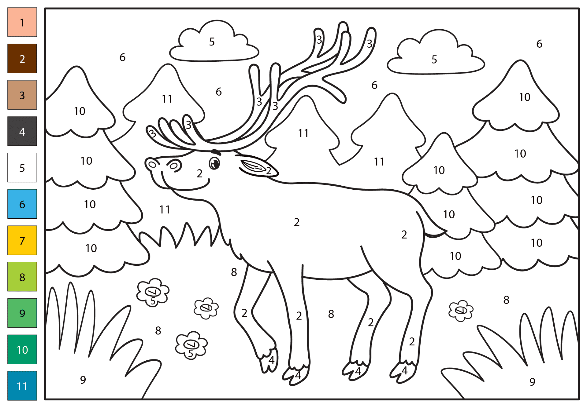 Desenho de Alce para colorir e imprimir: número 32