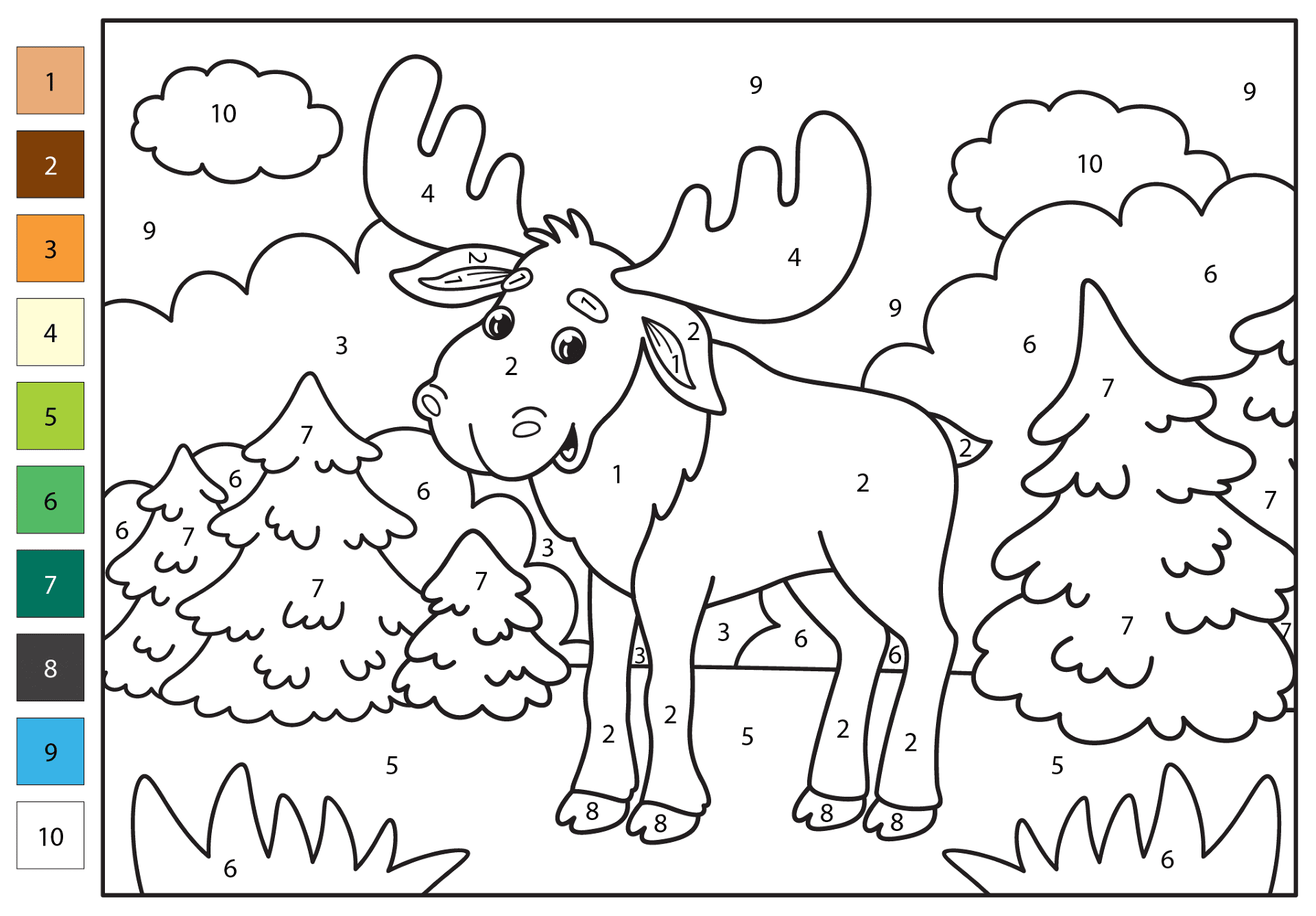 Desenho de Alce para colorir e imprimir: número 43