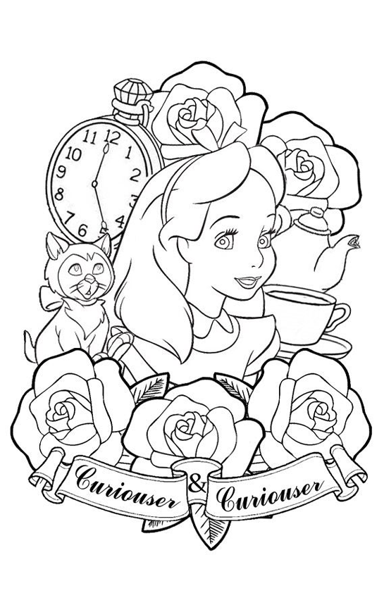 Desenho de Alice no Pais das Maravilhas para colorir e imprimir: número 5