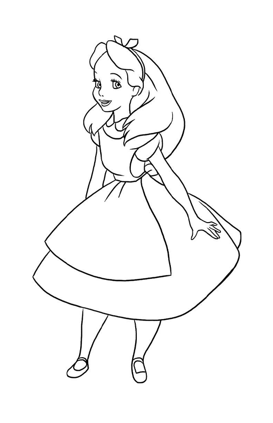 Desenho de Alice no Pais das Maravilhas para colorir e imprimir: número 7