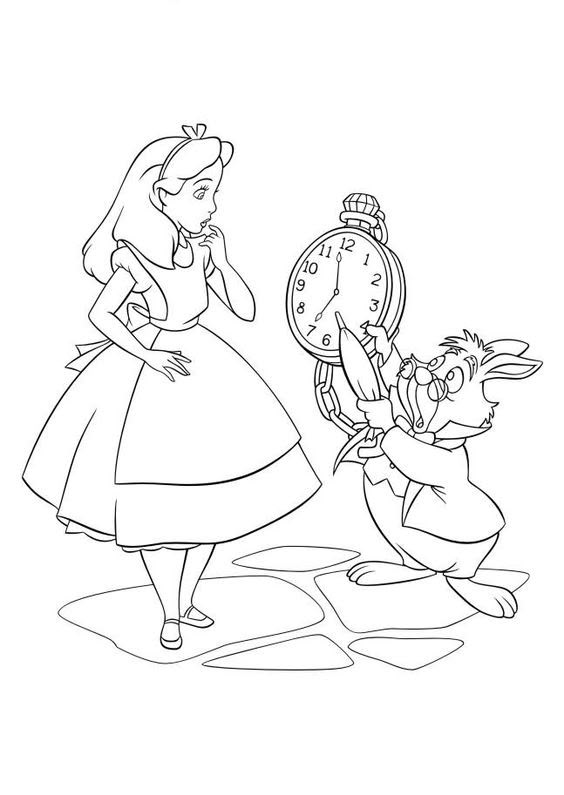 Desenho de Alice no Pais das Maravilhas para colorir e imprimir: número 12