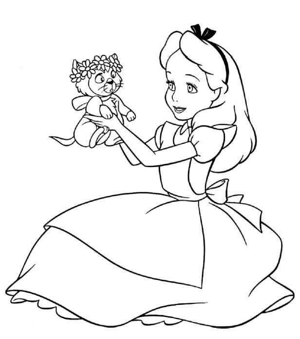 Desenho de Alice no Pais das Maravilhas para colorir e imprimir: número 17