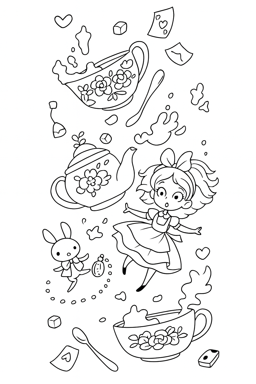 Desenho de Alice no Pais das Maravilhas para colorir e imprimir: número 23