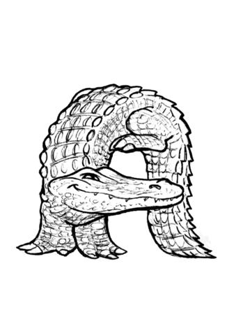 Desenho de Aligátor para colorir e imprimir: número 22