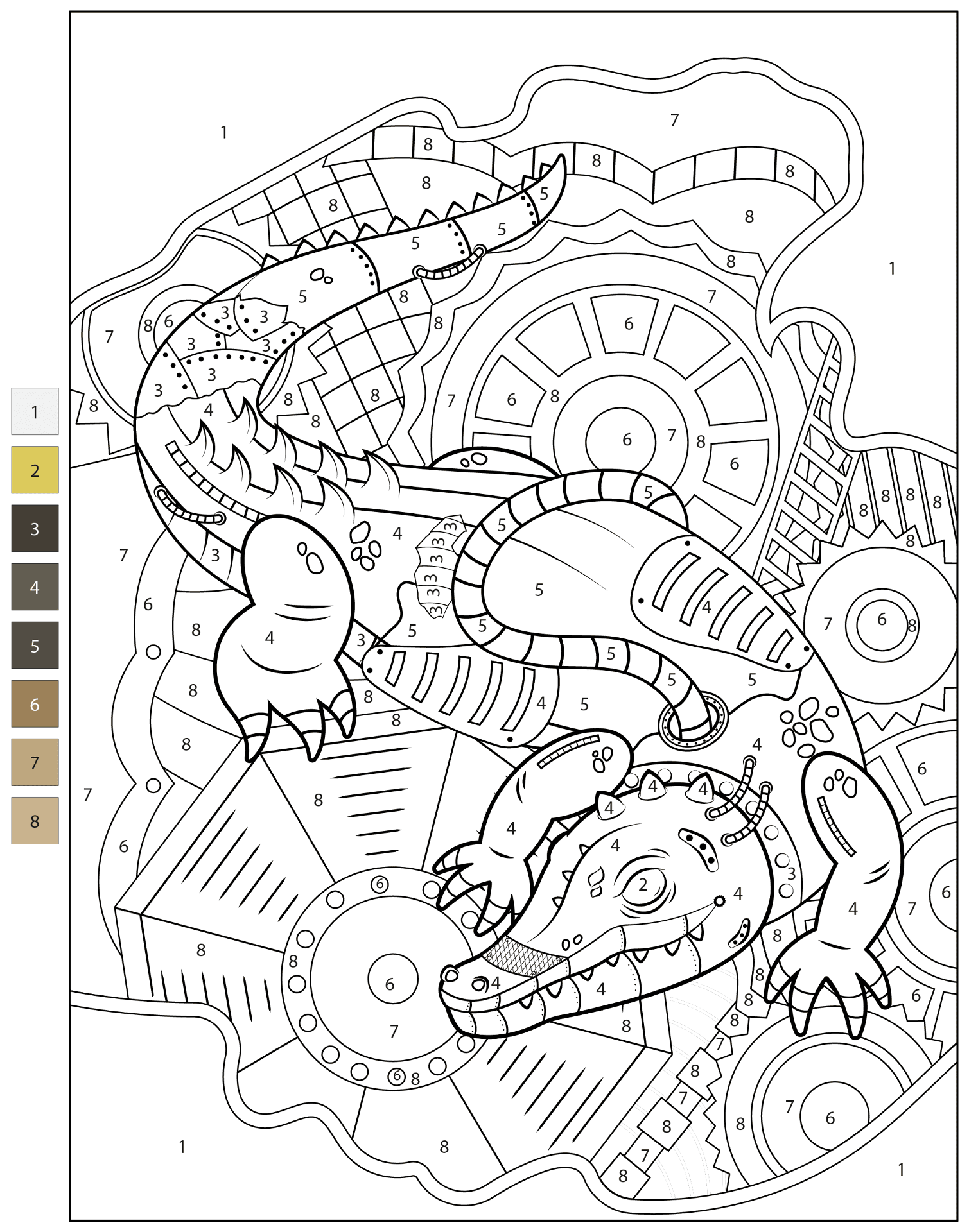 Desenho de Aligátor para colorir e imprimir: número 29