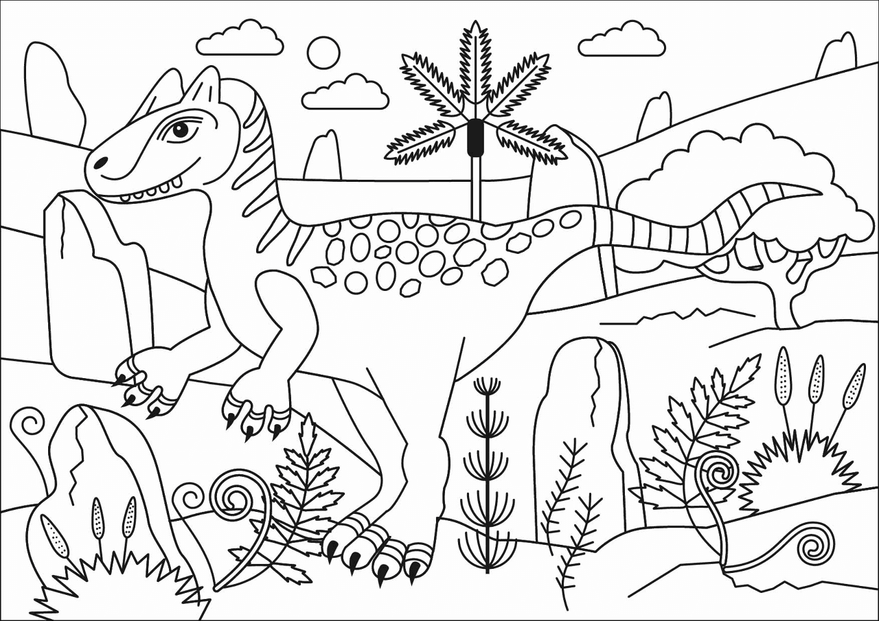Desenho de Alossauro para colorir e imprimir: número 3