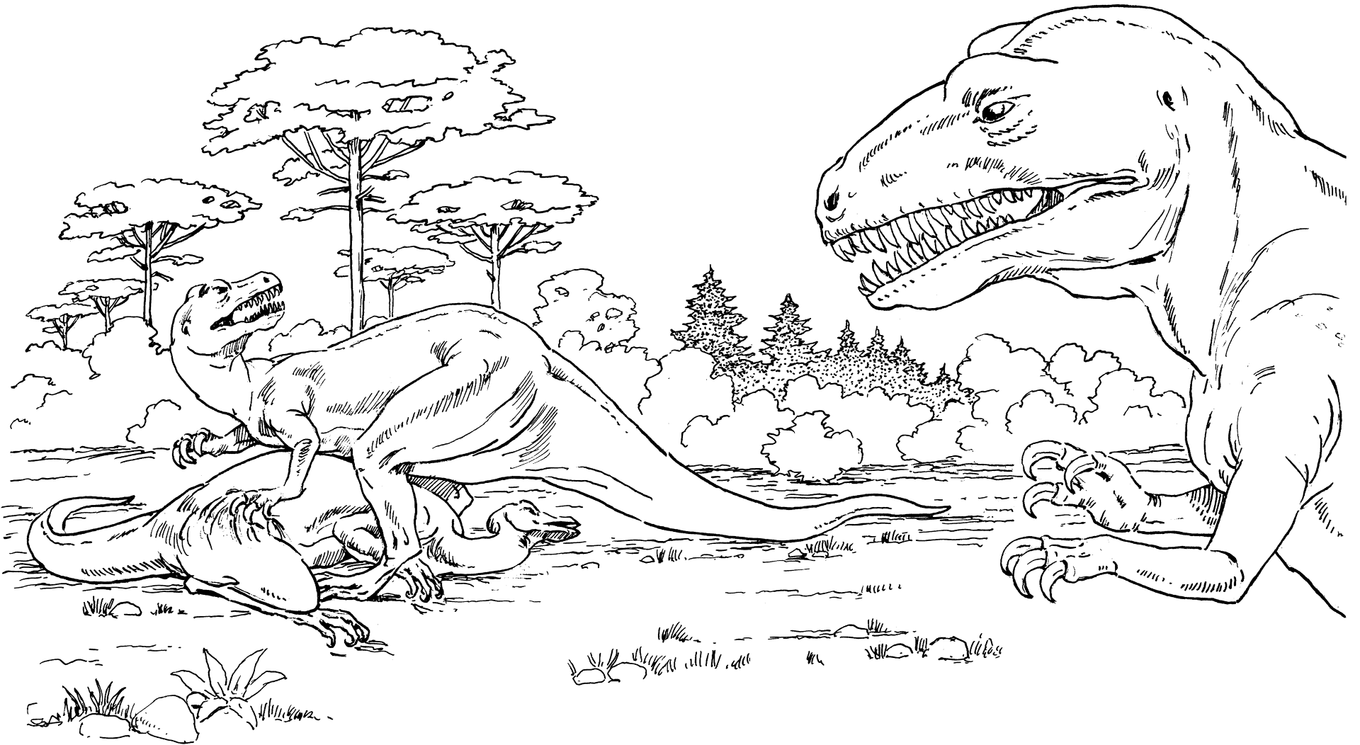 Desenho de Alossauro para colorir e imprimir: número 7
