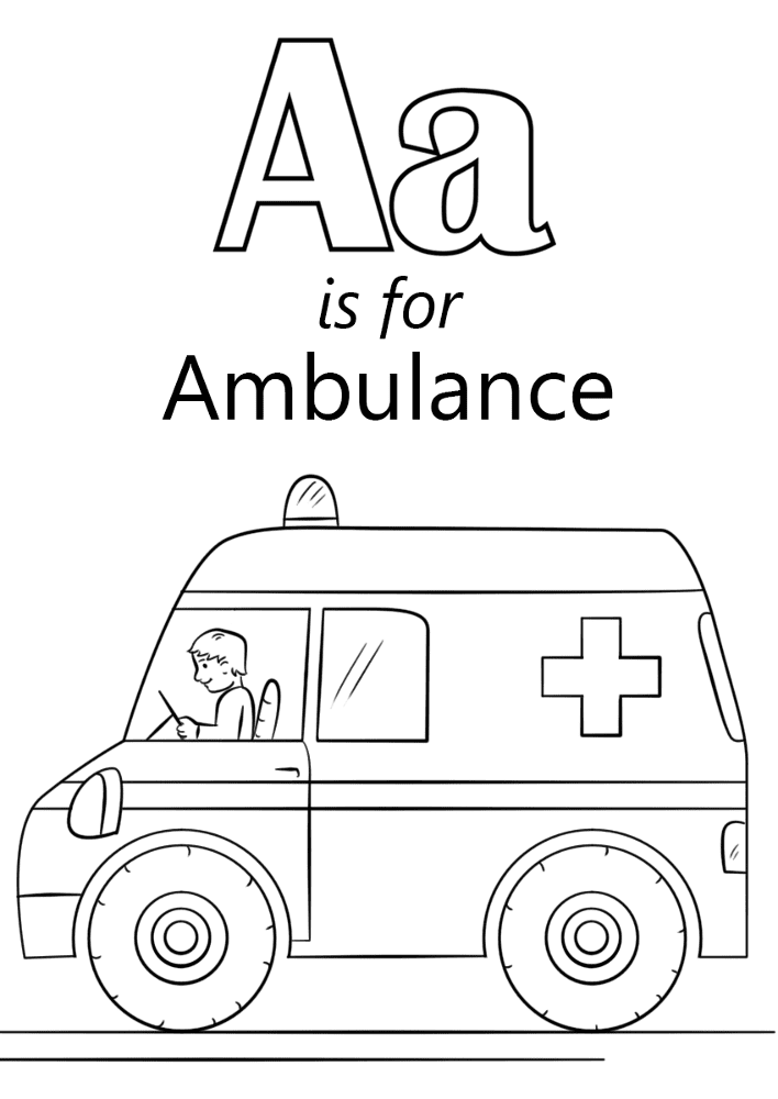Desenho de Ambulancia para colorir e imprimir: número 1
