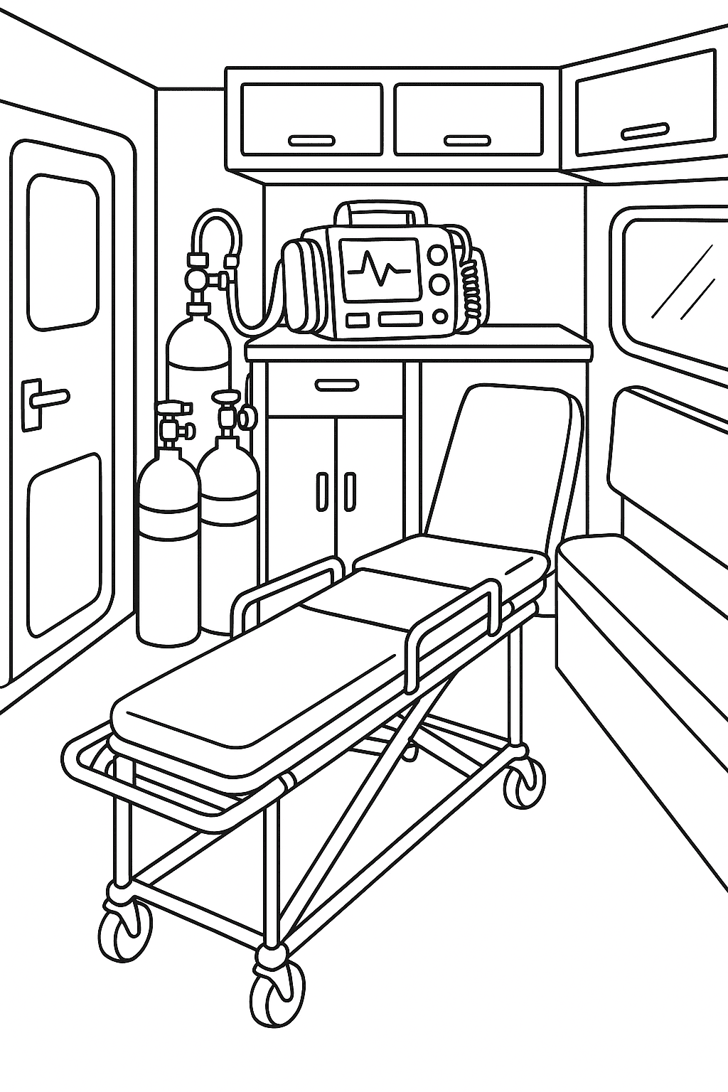 Desenho de Ambulancia para colorir e imprimir: número 8