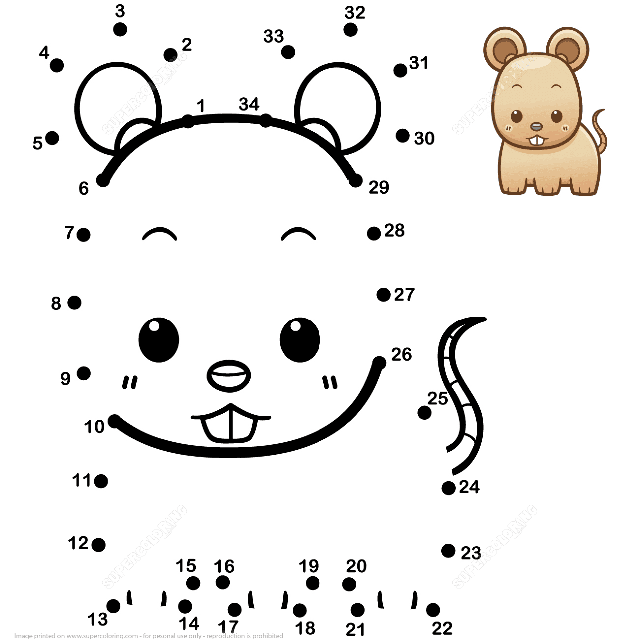 Desenho de Animais Bebês para colorir e imprimir: número 38