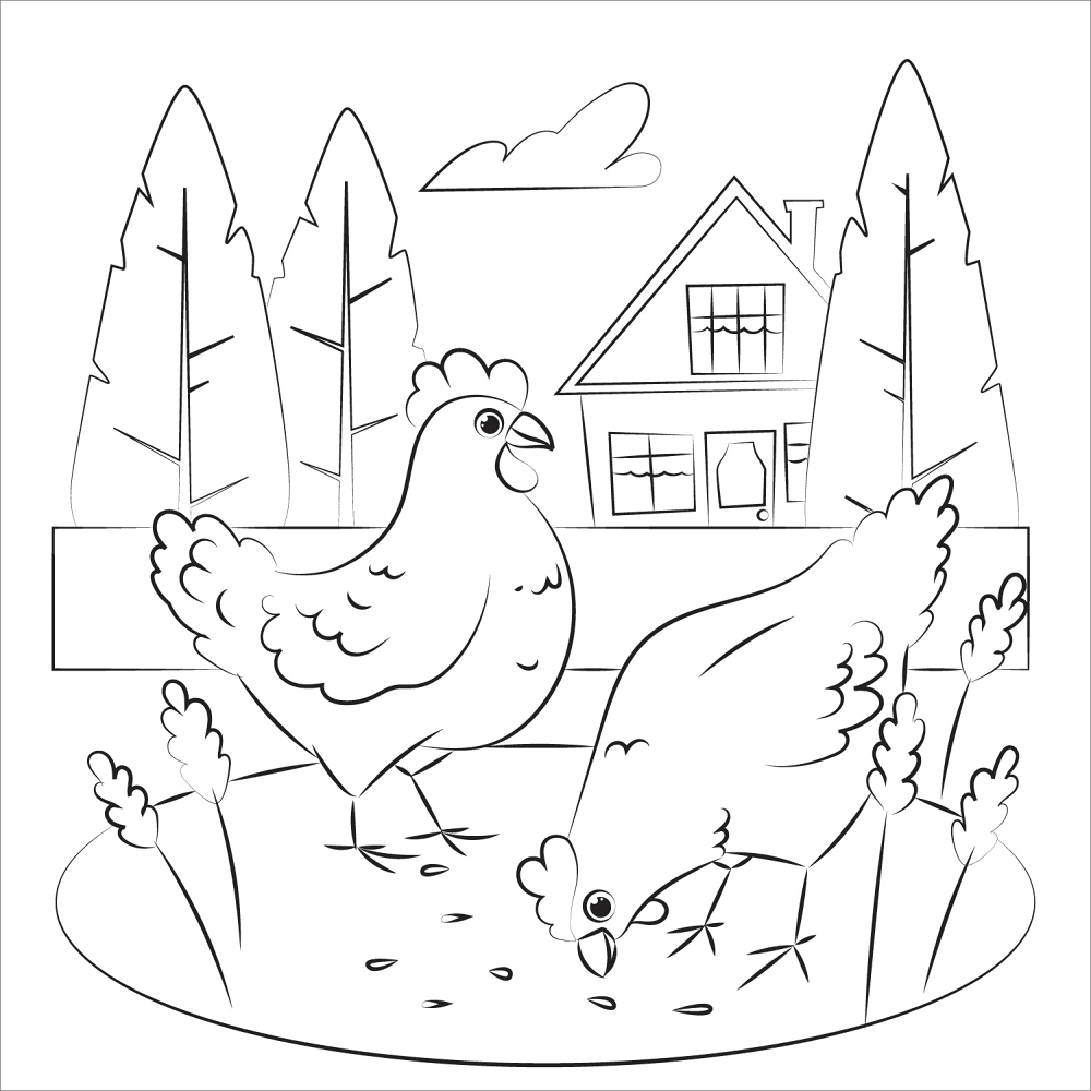 Desenho de Animais Da Fazenda para colorir e imprimir: número 1