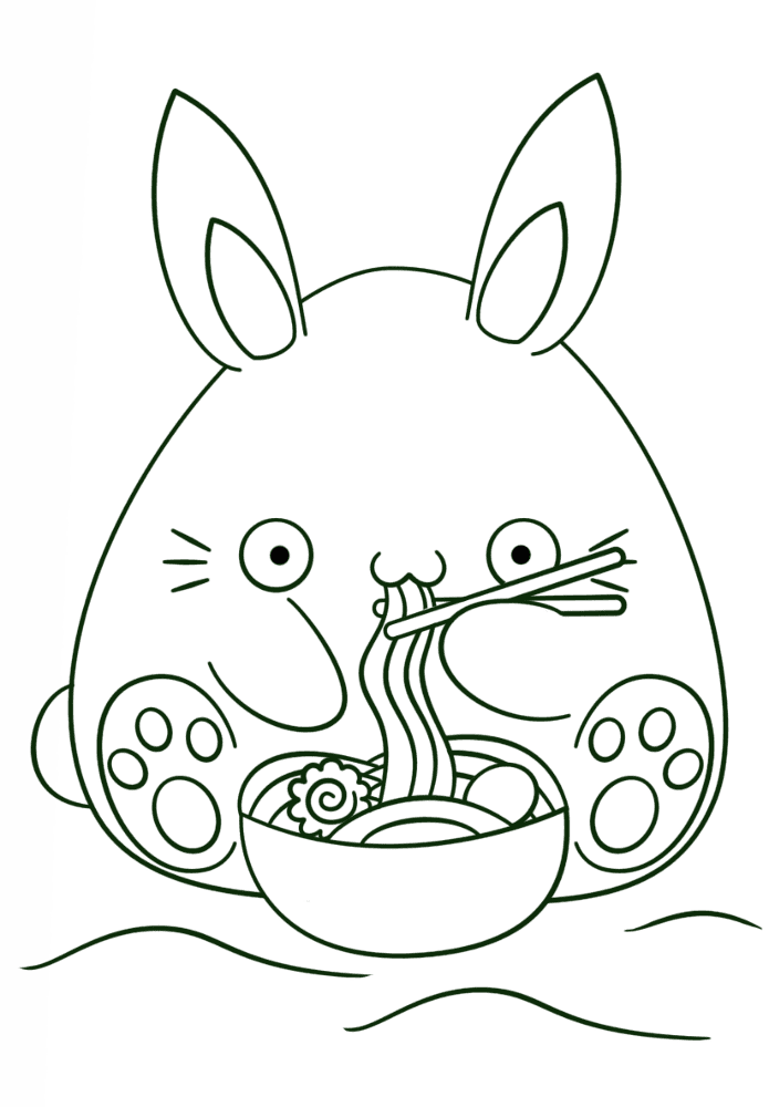 Desenho de Animal Kawaii para colorir e imprimir: número 1