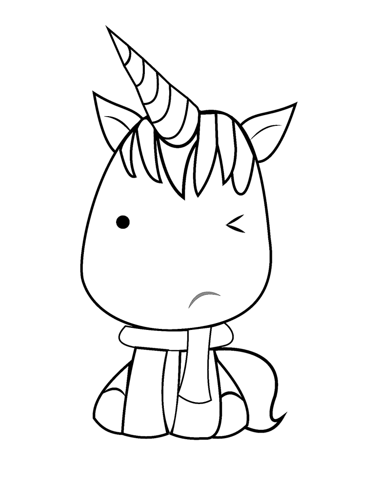 Desenho de Animal Kawaii para colorir e imprimir: número 4