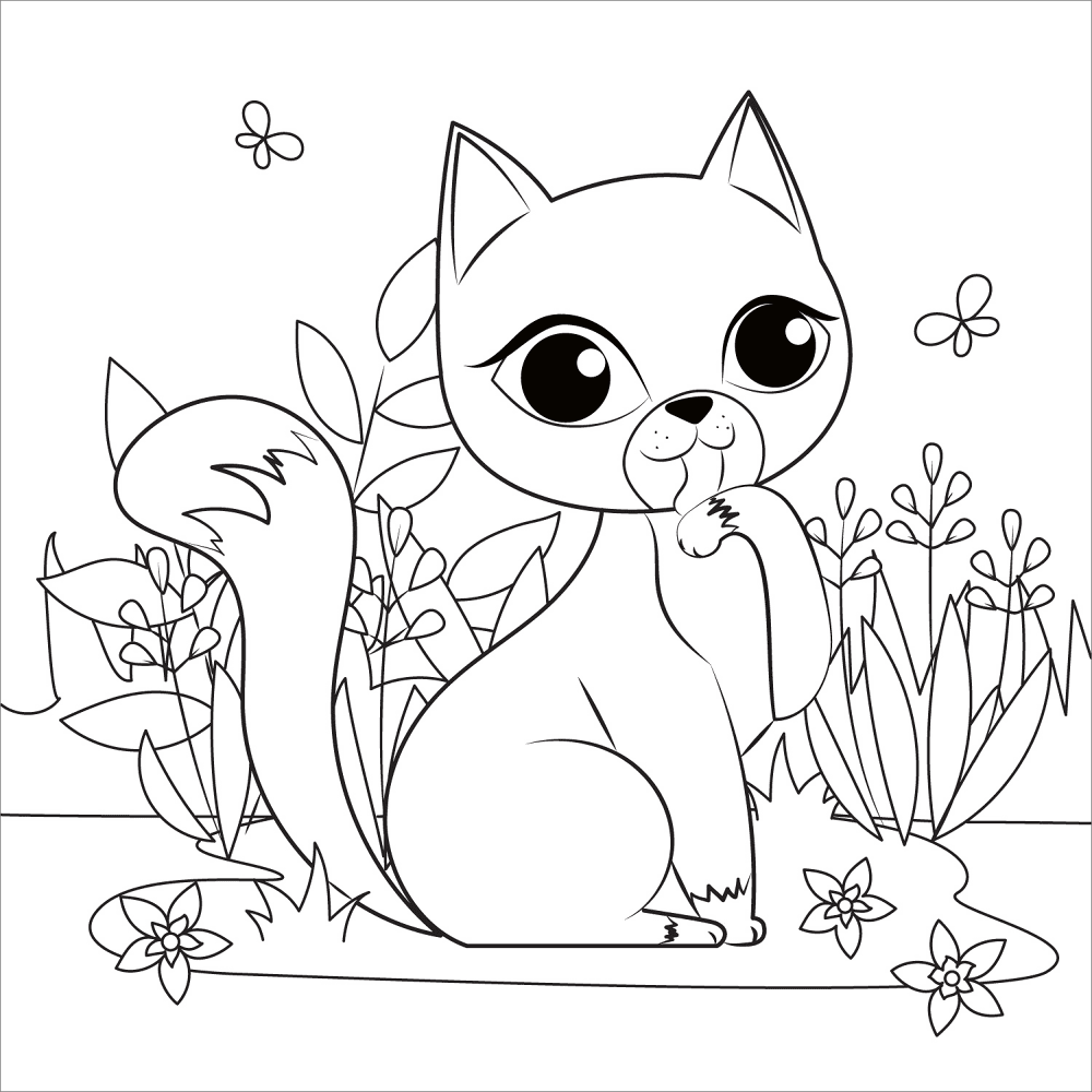 Desenho de Animal Kawaii para colorir e imprimir: número 10